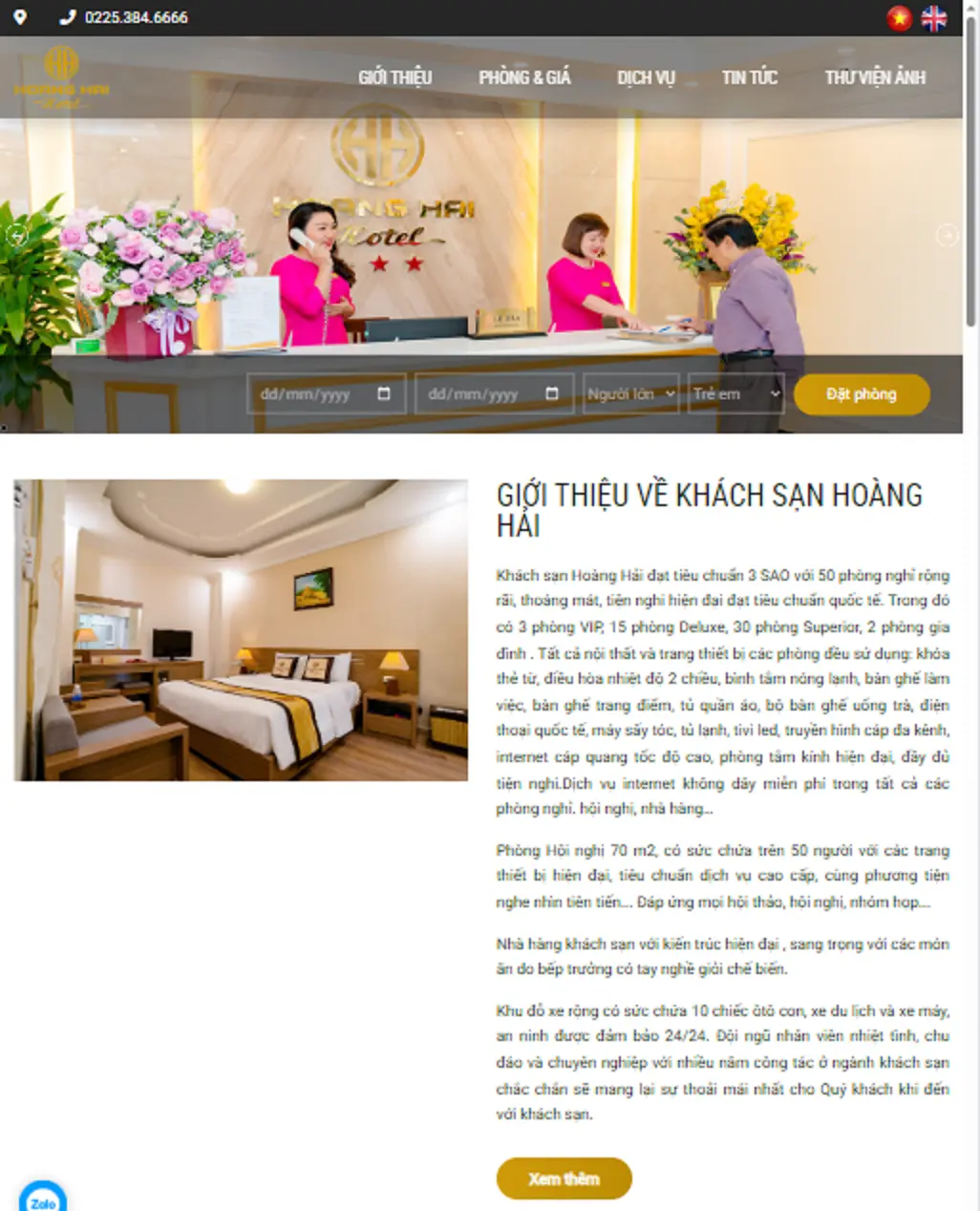 Thiết kế web Khách Sạn Hoàng Hải Hotel