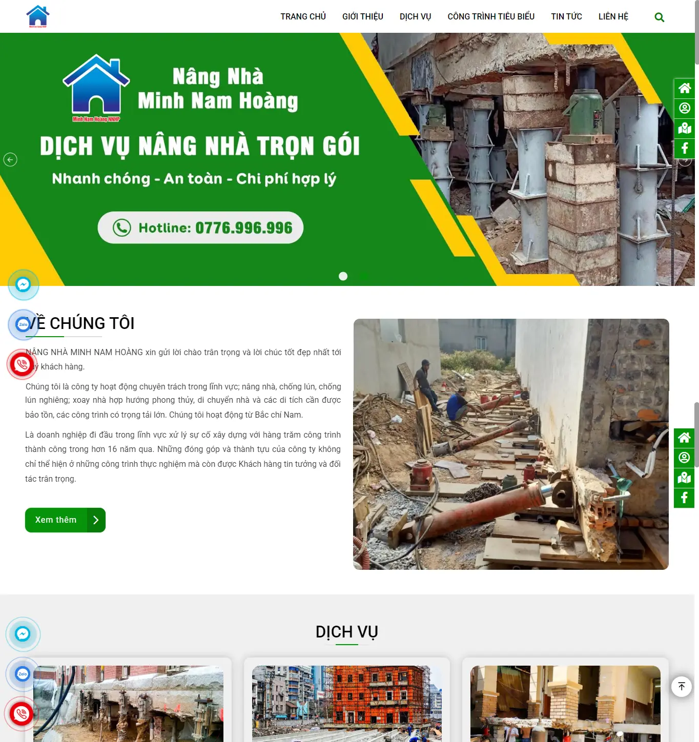 Thiết kế web Nâng nhà Minh Nam Hoàng