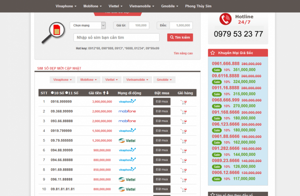 Đơn vị thiết kế web sim số đẹp, chuyên nghiệp, uy tín, chất lượng