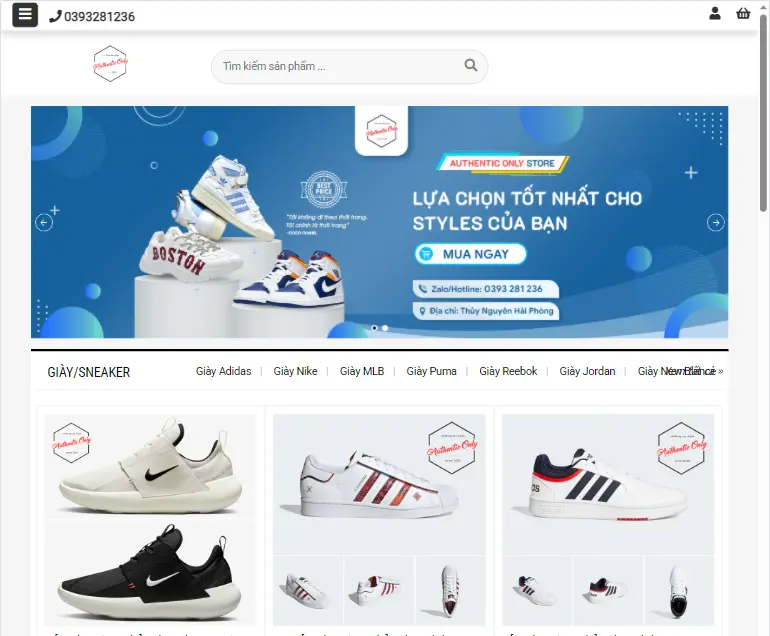 Thiết kế web Authetic Only Shop