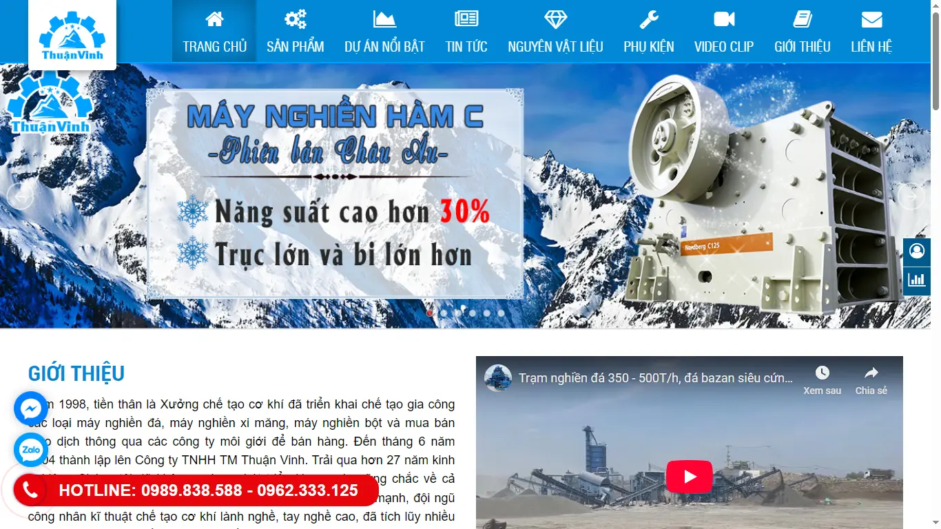 Thiết kế lại web Công ty Cơ Khí Chế Tạo Thuận Vinh