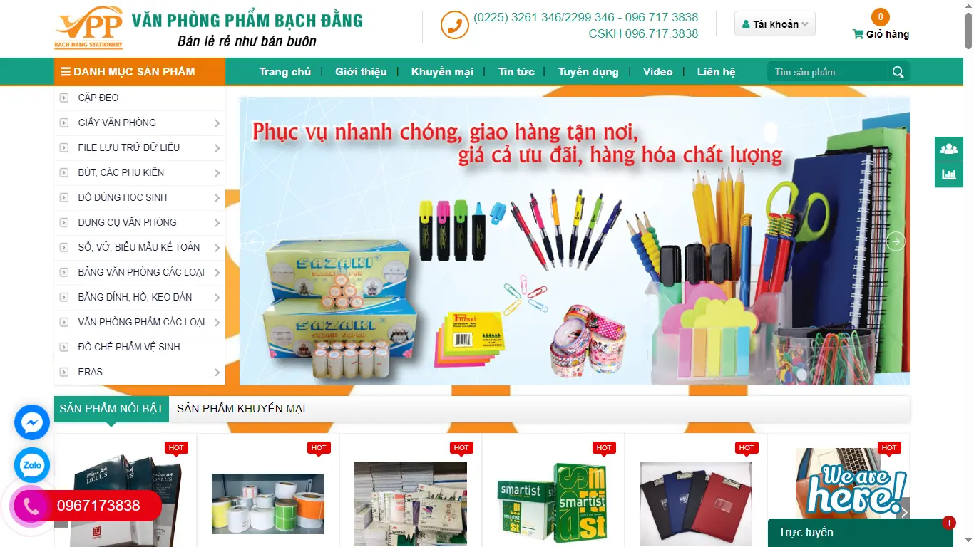 Thiết kế website Công Ty Văn Phòng Phẩm Bạch Đằng Hải Phòng
