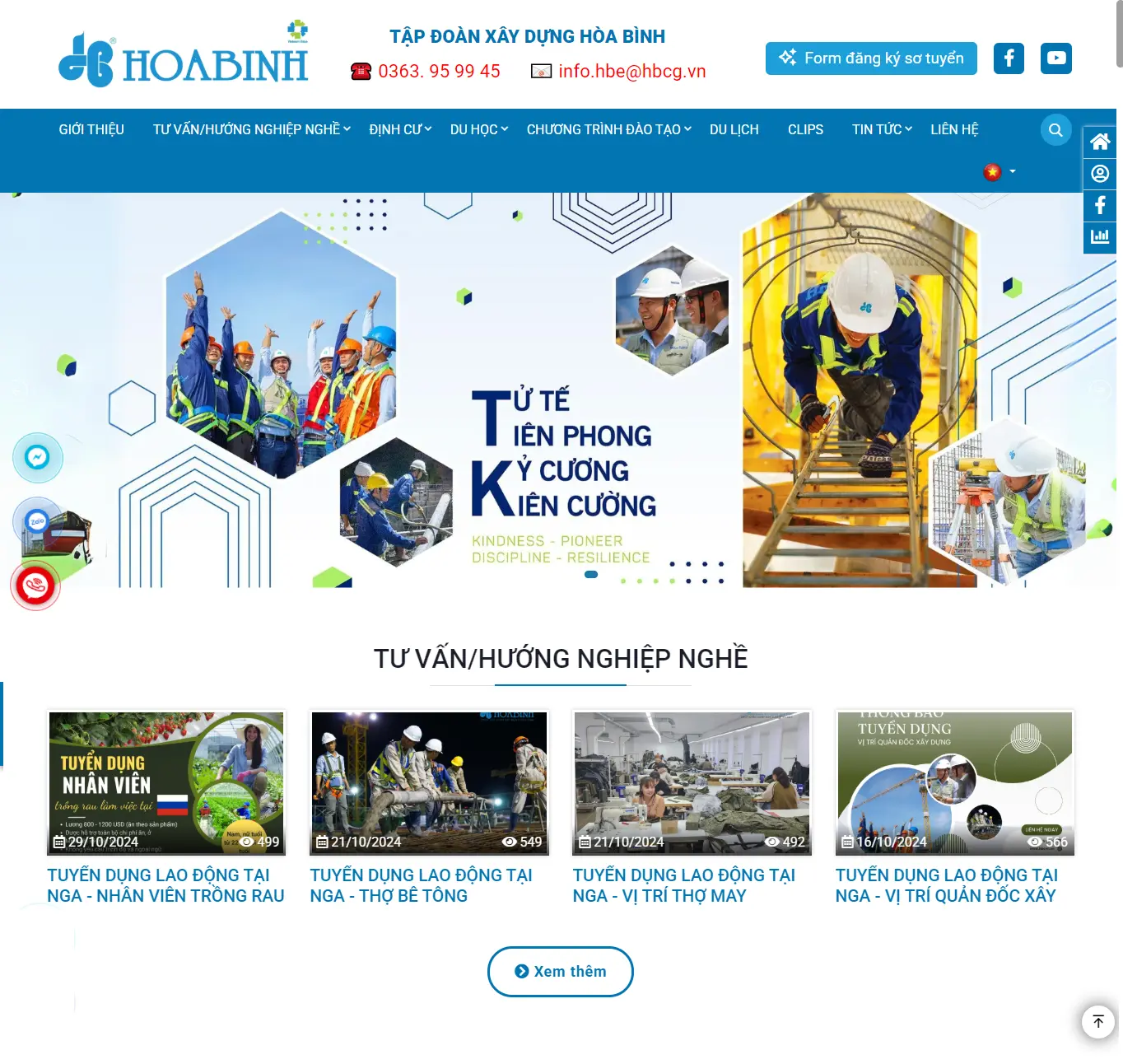Thiết kế web Công ty CP hướng nghiệp nghề quốc tế Hòa Bình