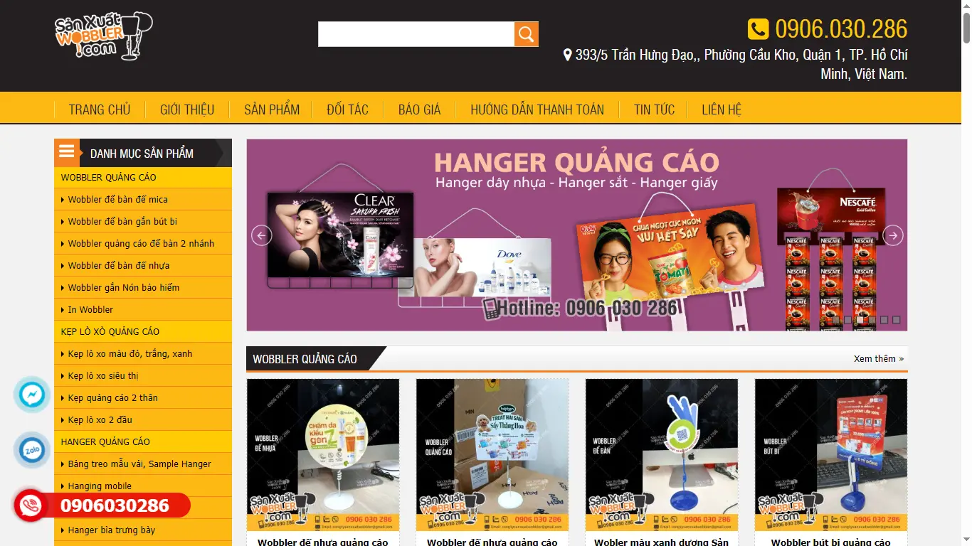 Thiết kế web Sản xuất Wobbler Công ty Quang Hưng