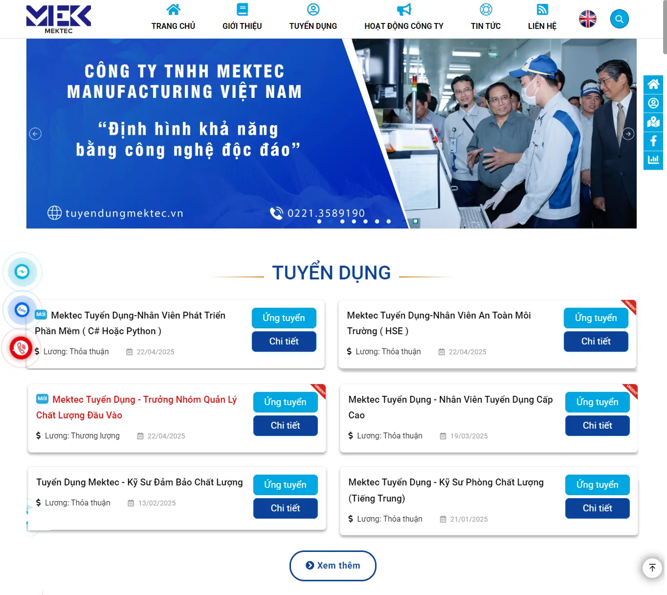 Thiết kế web Công ty Mektec Manufacturing Việt Nam