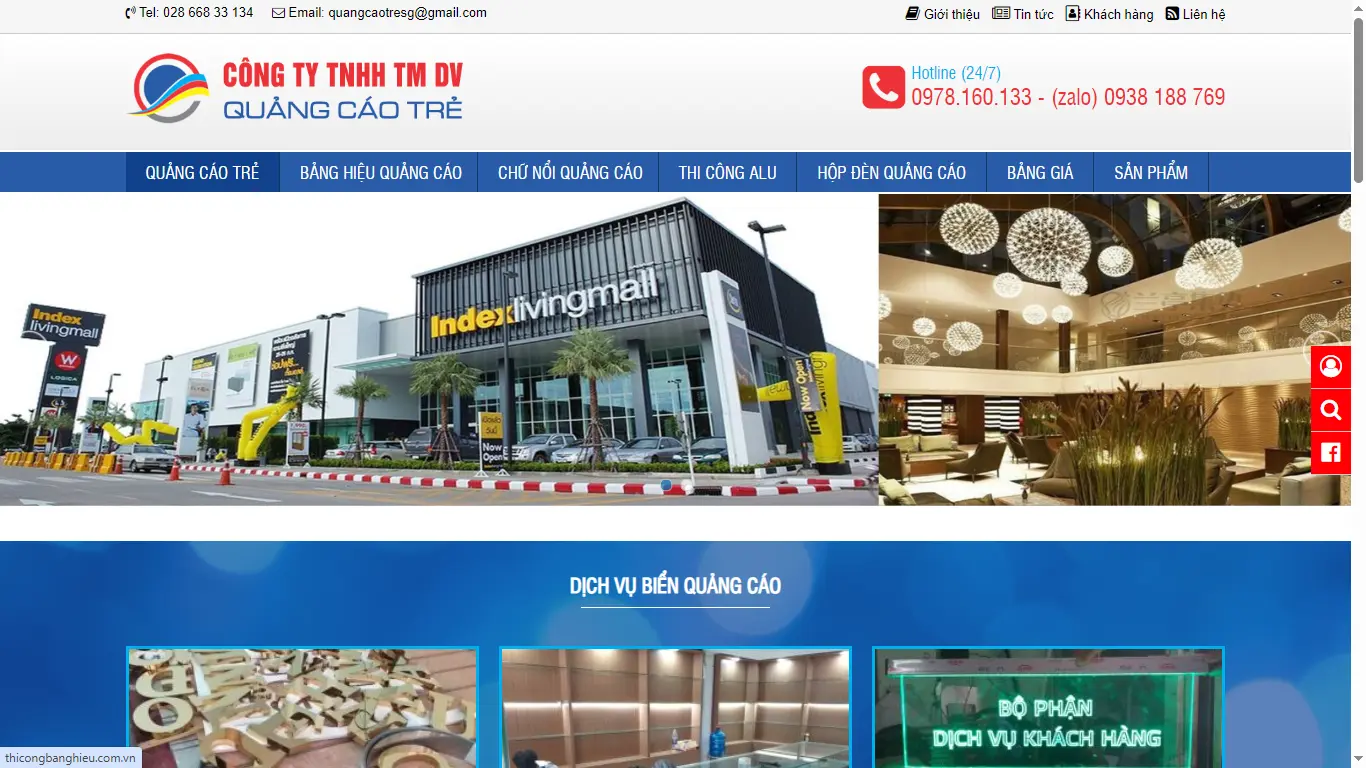 Thiết kế website Công ty TNHH Thương mại Dịch vụ Quảng cáo trẻ