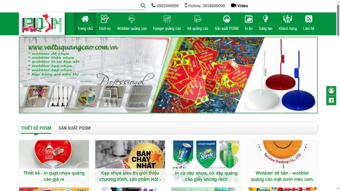 Thiết kế website vật tư quảng cáo Công ty POSM