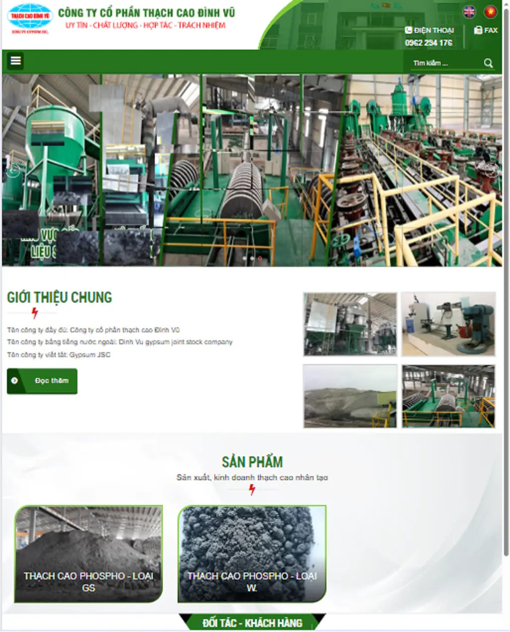 Thiết kế website Công ty Thạch Cao Đình Vũ
