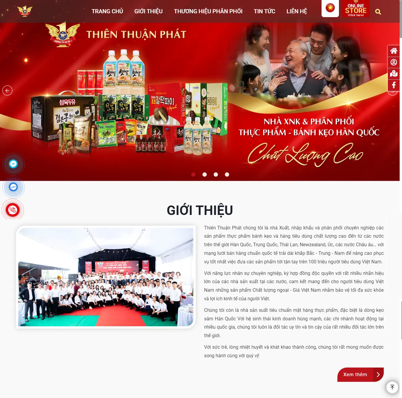 Thiết kế web Công ty xuất nhập khẩu Thiên Thuận Phát