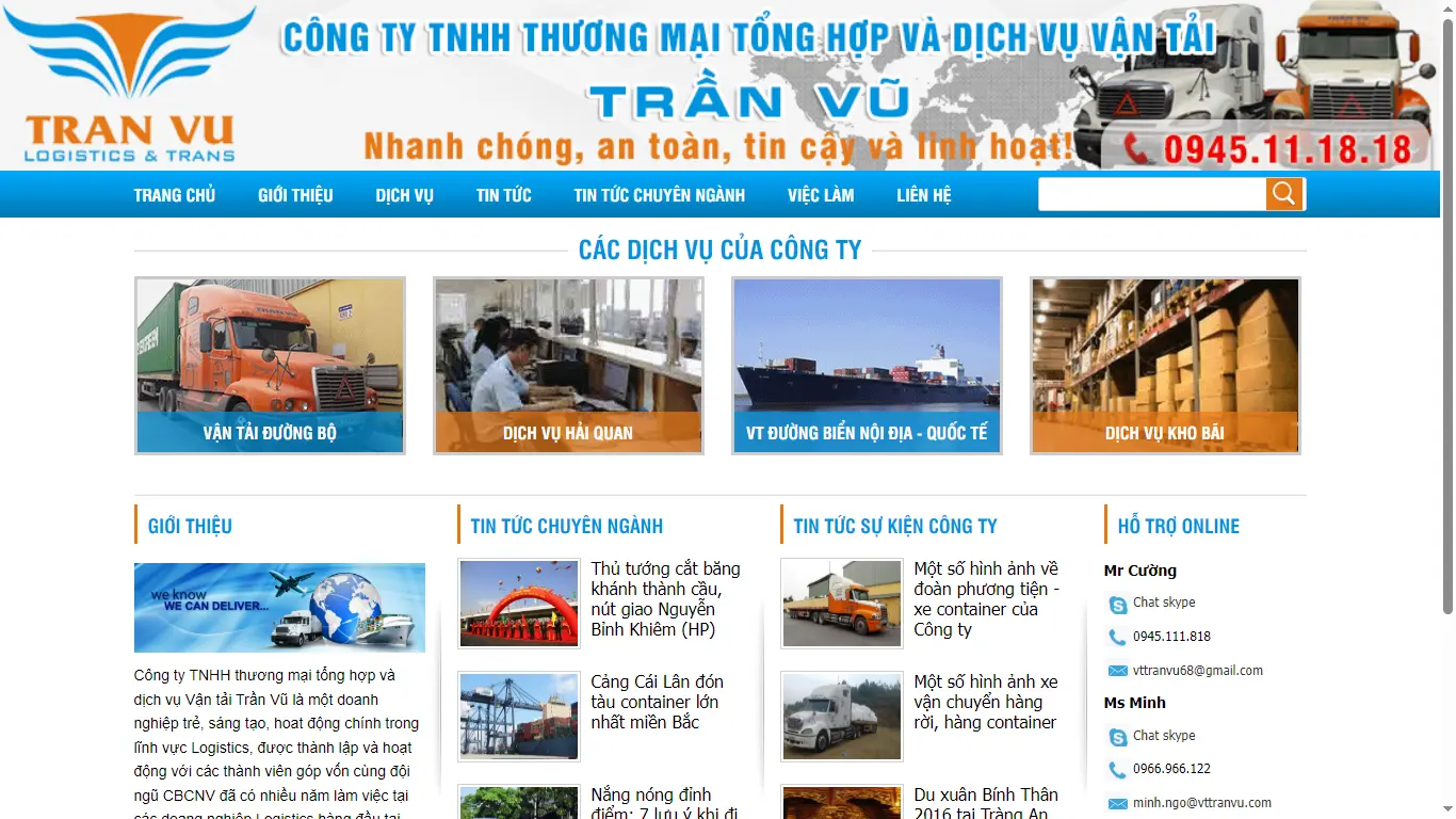 Thiết kế website, thiết kế Logo Công ty Vận Tải Trần Vũ