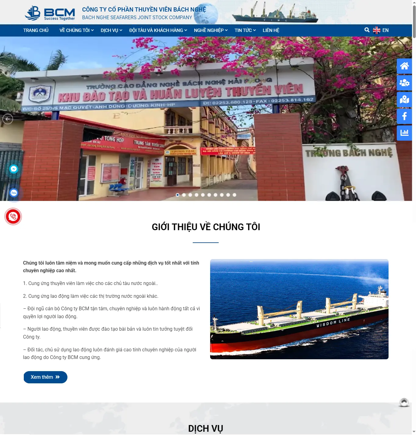 Thiết kế web Công ty Thuyền Viên Bách Nghệ