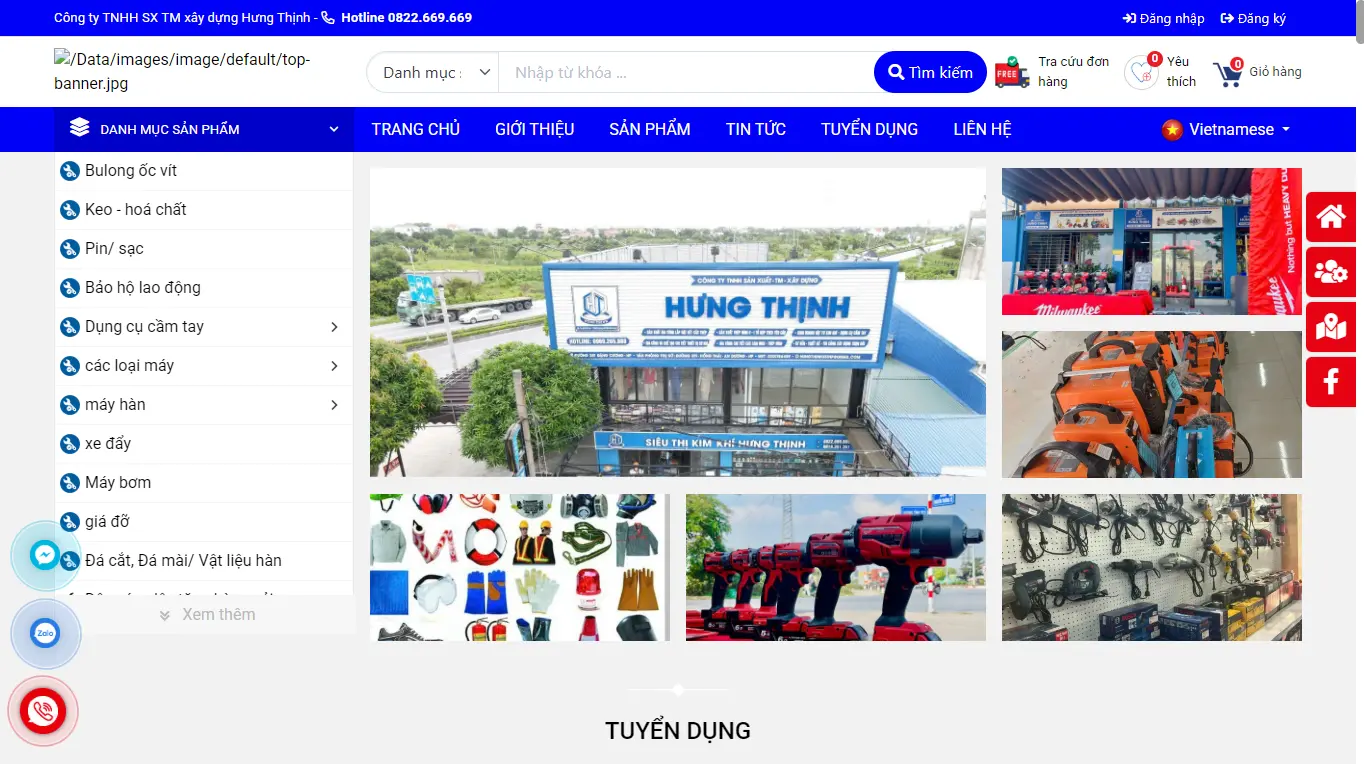 Thiết kế web Công ty TNHH Sản xuất TM Xây dựng Hưng Thịnh