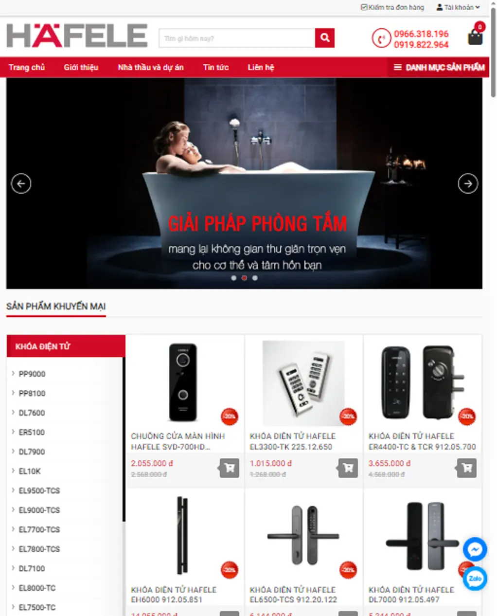 Thiết kế website Showroom Hafele Việt Nam
