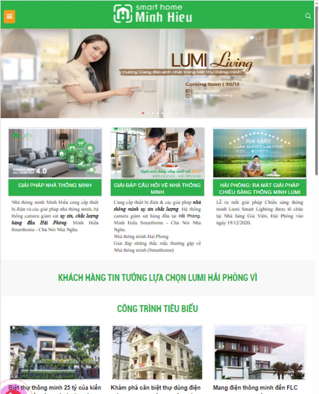 Thiết kế web Nhà Thông Minh Lumi Hải Phòng