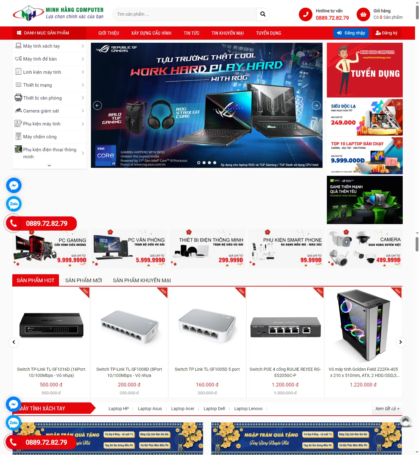 Thiết kế website Minh Hằng Computer