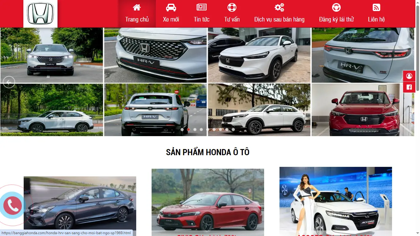 Thiết kế website Showroom ô tô Honda Tiến Phát