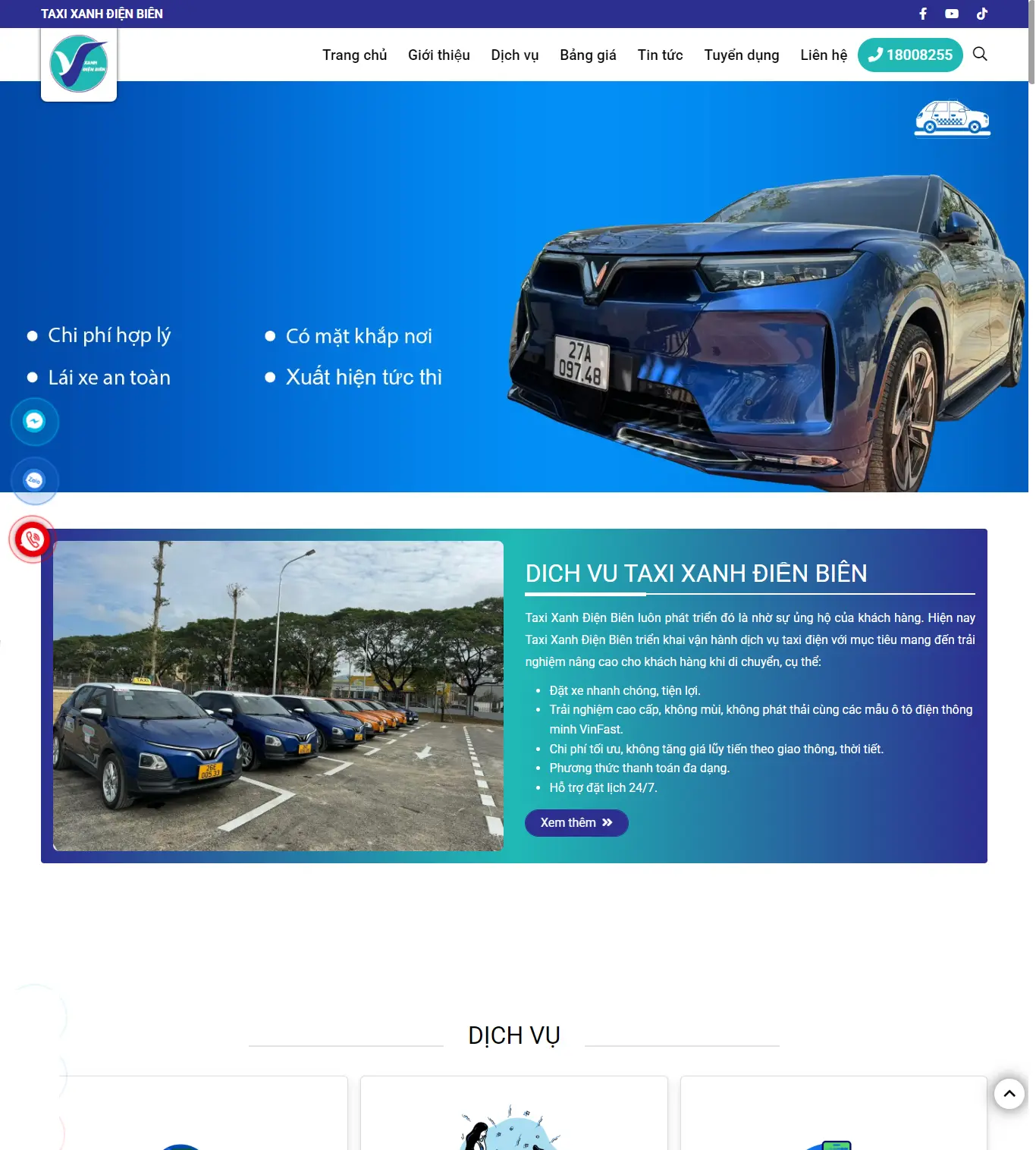 Thiết kế web Taxi xanh Điện Biên