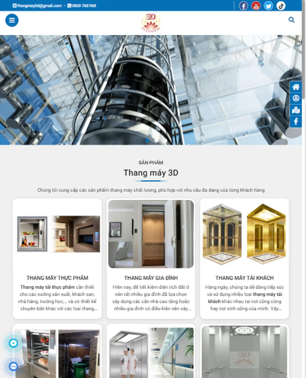 Thiết kế web Công ty Thang Máy 3D