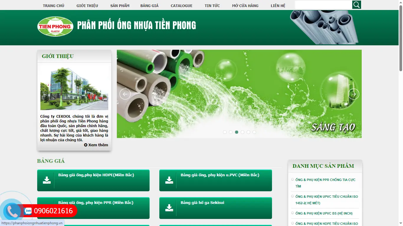 Thiết kế web Công ty TNHH CEKOOL - Phân phối Nhựa Tiền Phong