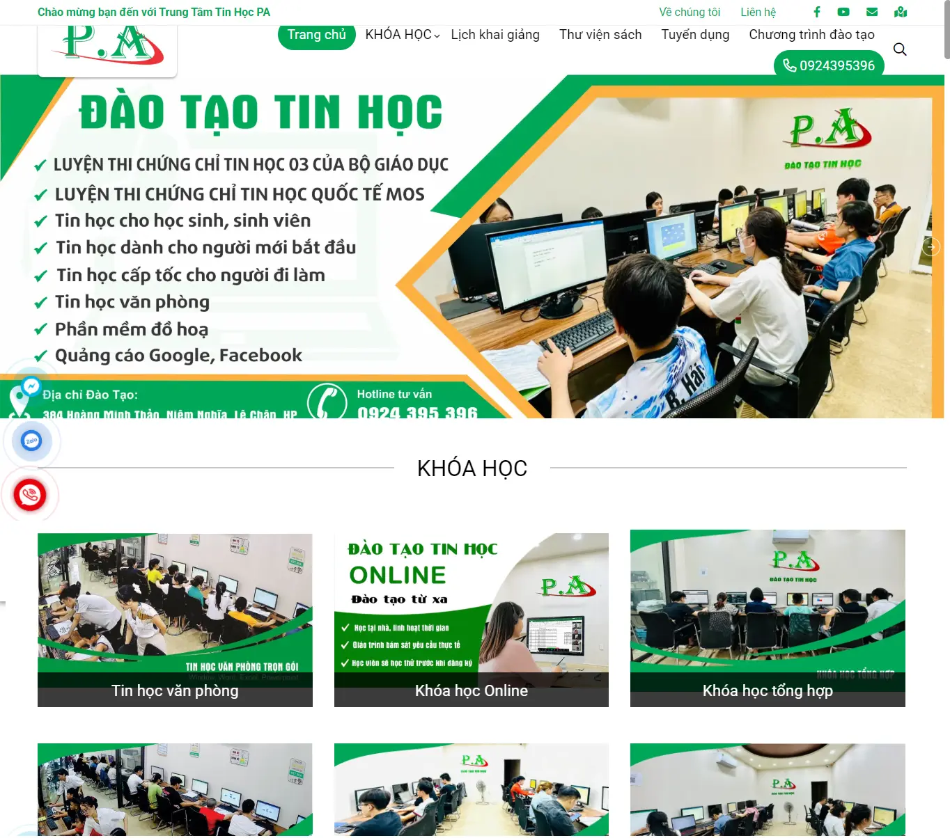 Thiết kế web Trung tâm tin học PA